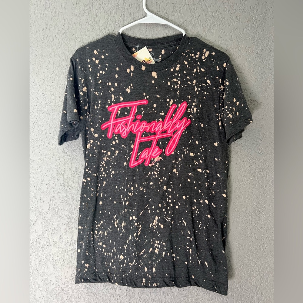 fashionably late bleached t shirt